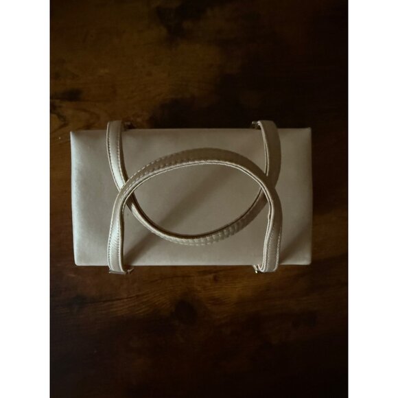 Vintage Franchi Gold Satin Box Handbag With Rhinestone Buckles & Double Handles - Picture 6 of 8